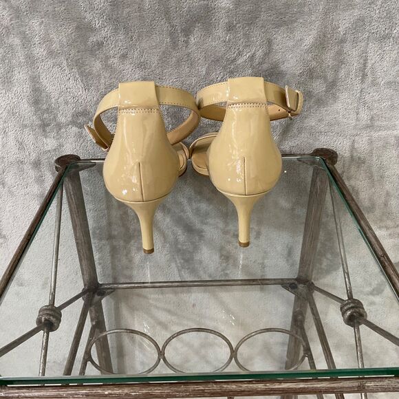 Talbots Patent Leather dressy Open Toe heels Women’s 8.5 Tan nude - Picture 2 of 9